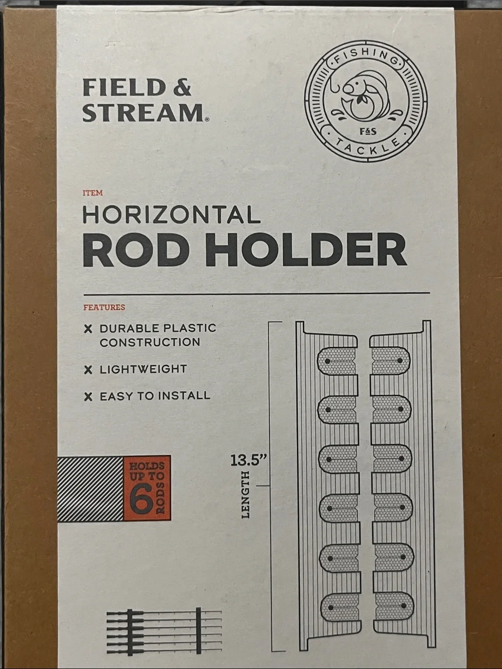 Field & Stream Black Horizontal Rod Rack – Wall-Mount Rod Holder